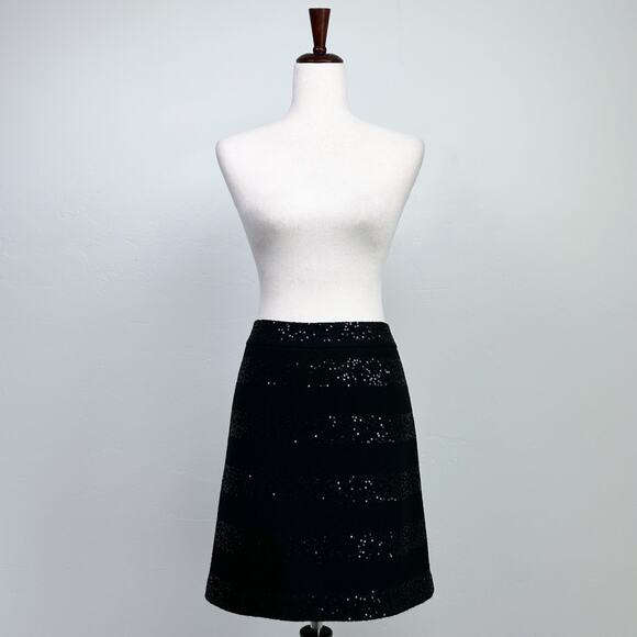Ann Taylor LOFT Black Sequin Wool Blend Mini Skirt - Picture 4 of 8